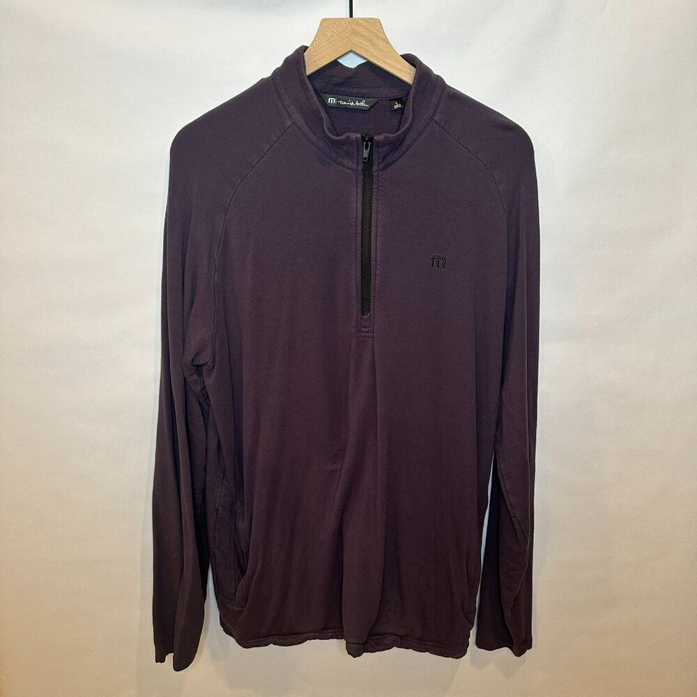 Travis Mathew quarter zip pullover plum purple L golf kangaroo pocket pullover